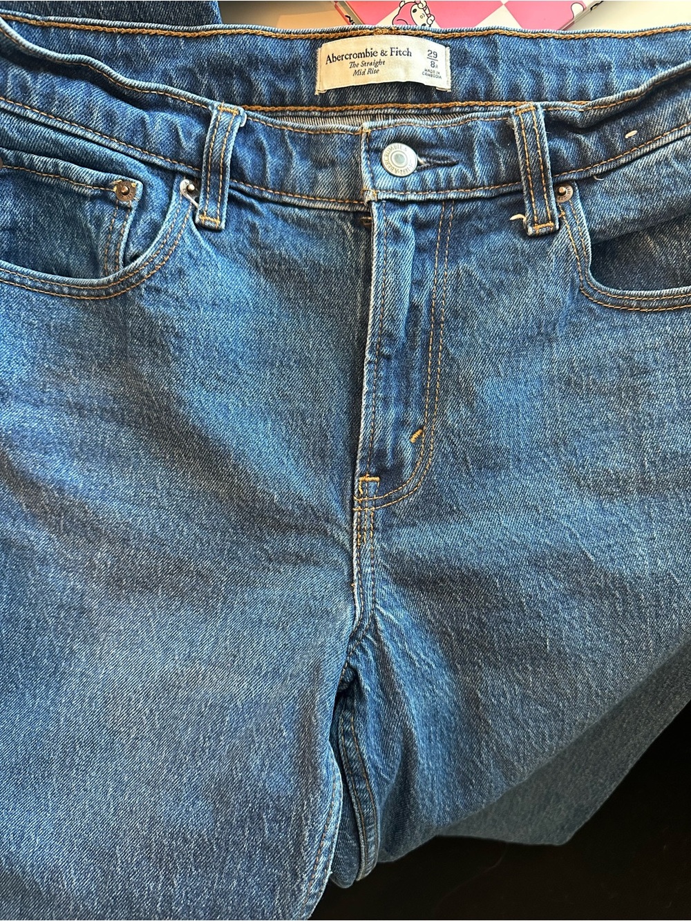 Abercrombie & Fitch Mid-Rise Straight Jeans in Blue Denim - Picture 4 of 4